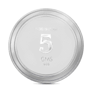 Five (5) gm 999 pure silver coin / bullion in tamper proof blister packaging