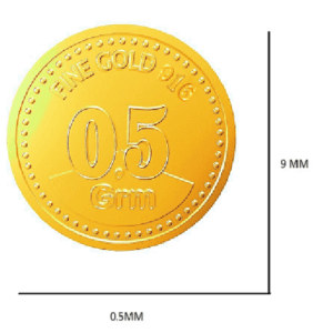 Half (0.50) gm 22KT 916 purity BIS certified gold coin / bullion in blister packaging