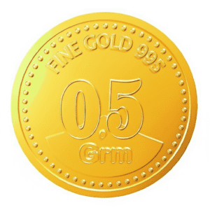 Half(0.5)gm 24KT 995 purity certified gold coin / bullion in blister packaging