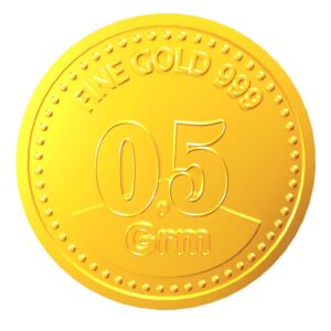Half(0.5)gm 24KT 999 purity certified gold coin / bullion in blister packaging