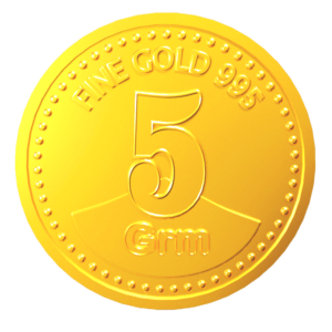 Five(5)gm 24KT 995 purity certified gold coin / bullion in blister packaging